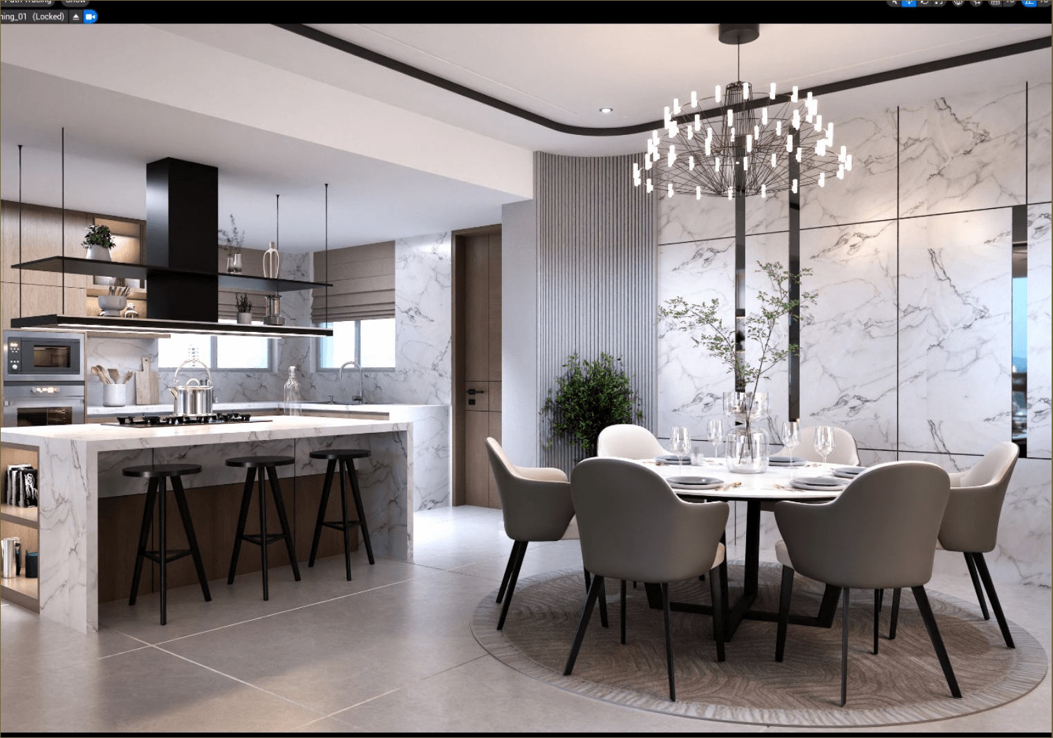 Dining Area With Open Kitchen View